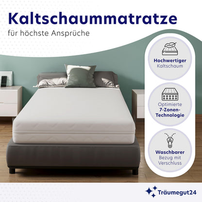 Träumegut24 AquaFlex 7-Zonen Matratze Kaltschaum - 90x200 H2/H3