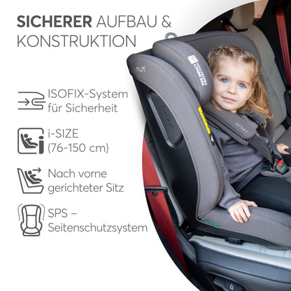 KikkaBoo i-Size i-FLIT Kindersitz ISOFIX 76-150 cm Hellgrau