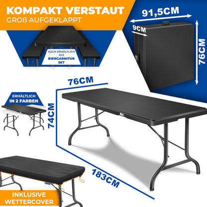 KESSER® Klapptisch Buffettisch Kunststoff 183x76cm Anthrazit