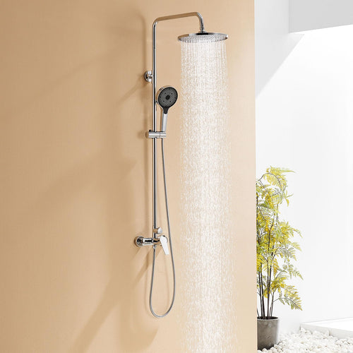 Auralum Regendusche Komplettset Höhenverstellbar 1-1.39m - Chrom. Dient der Körperhygiene mit angenehmem Regenstrahl.