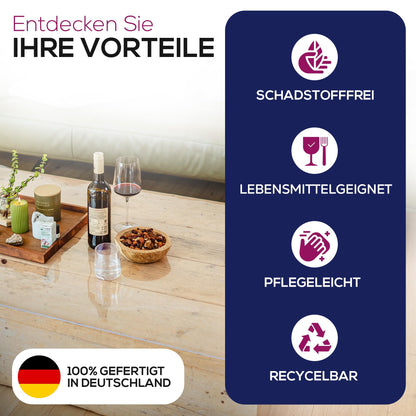 BEAUTEX Tischfolie glasklar 2 mm, 90 x 180 cm, abgeschrägte Kante