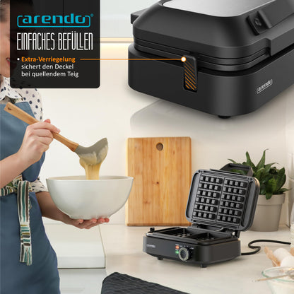 Arendo Doppel-Waffeleisen für belgische Waffeln, 1200 Watt