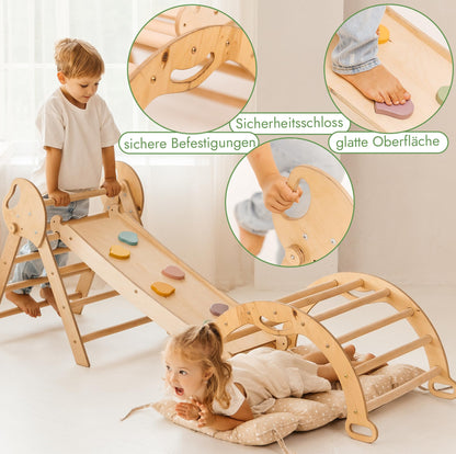 Goodevas 5-in-1 Montessori Klettergerüst Set mit Rutsche, 1-3 Jahre
