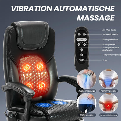 COLAMY Ergonomischer Chefsessel mit Massage, Heizfunktion & Fussstütze