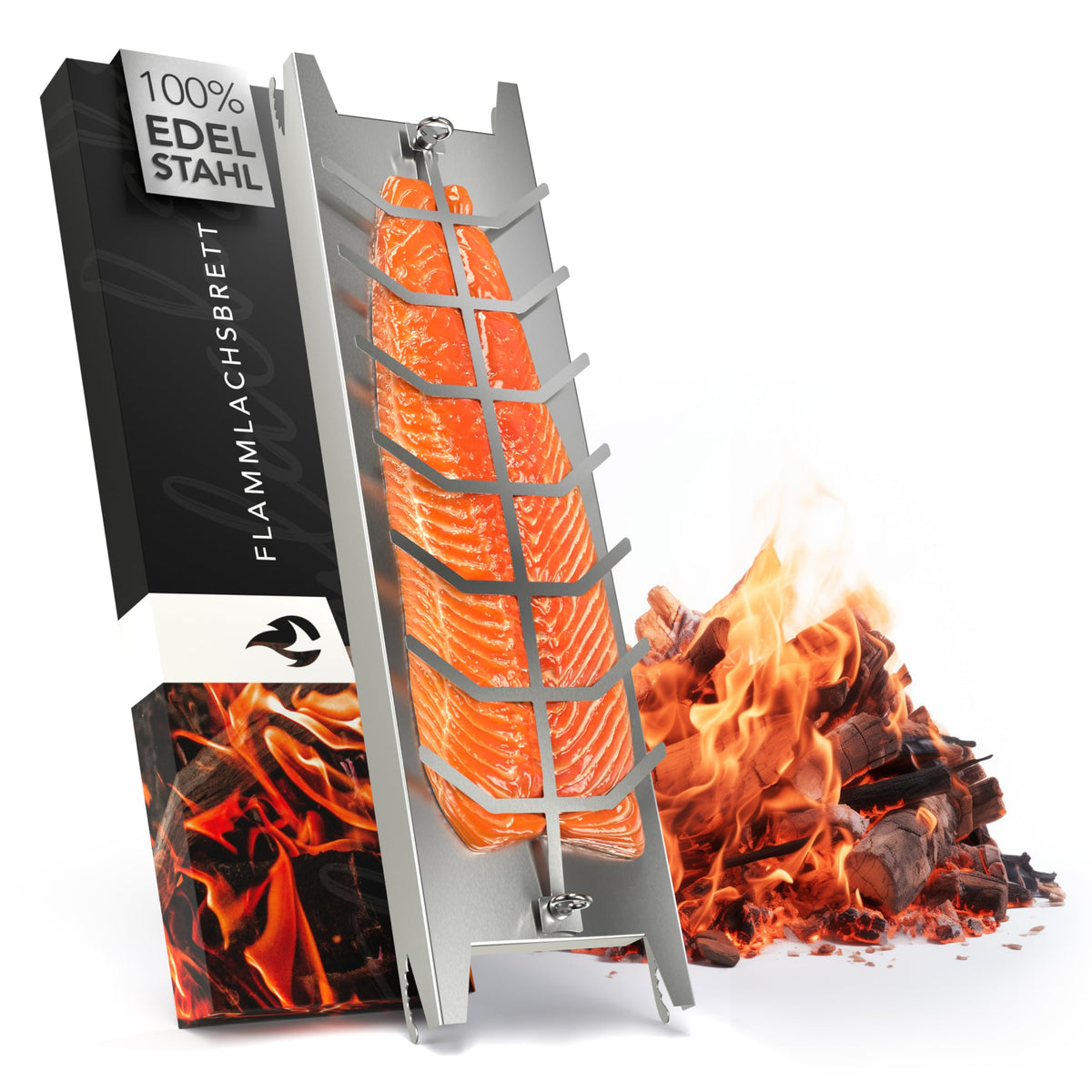 NewHabitat Flammlachsbrett Edelstahl 59,5 cm für Feuerschale & Grill