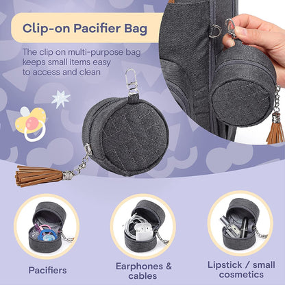 RUVALINO Wickelrucksack mit Wickelauflage und Schnullerhalter, Grau