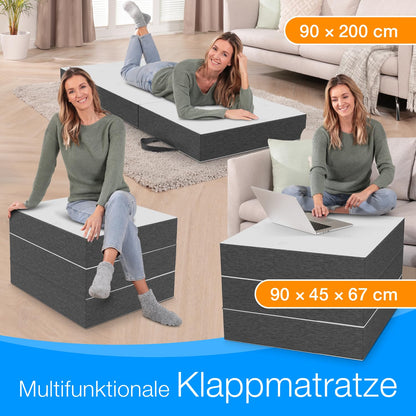 ELONEO Premium Visco Klappmatratze 90x200 cm, 15 cm hoch, klappbar