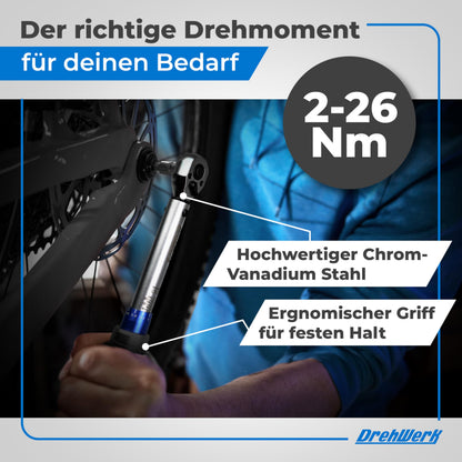 Generisch Drehmomentschlüssel Fahrrad 1/4 Zoll 2-26 Nm mit 11 Bits