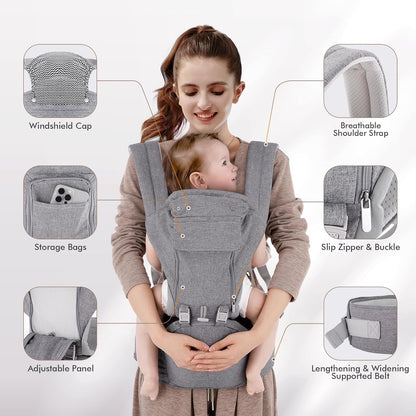 Kisdream Babytrage 9-in-1, ergonomisch, für Babys 3–36 Monate