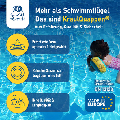 Kraulquappen Schwimmflügel für Babys und Kleinkinder, Gelb-Grün