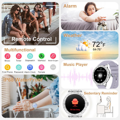 fitonyo Smartwatch Damen Diamond mit Telefonfunktion und 3 Bändern