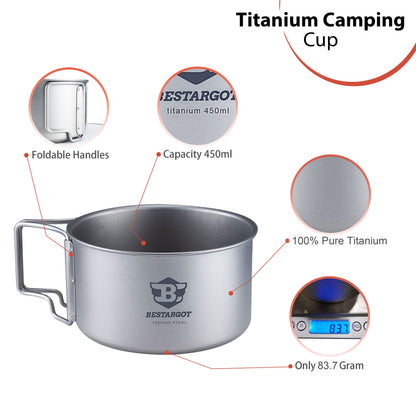 Bestargot Titan Becher 750 ml, ultraleichter Camping Topf, 130 g