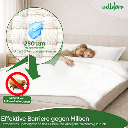 Welldora Milbenbezug Bettdecke 135x200 cm – Encasing für Allergiker