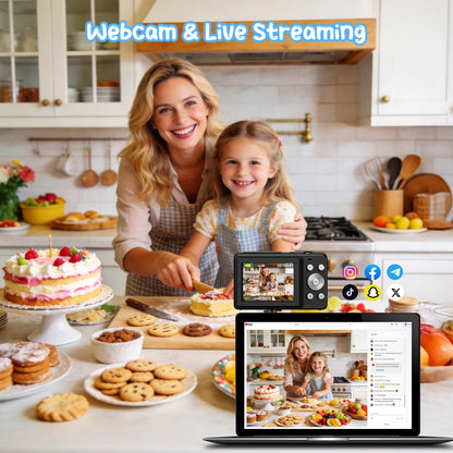 IXNAIQY Digitalkamera 44MP 1080P Kompaktkamera für Kinder, schwarz