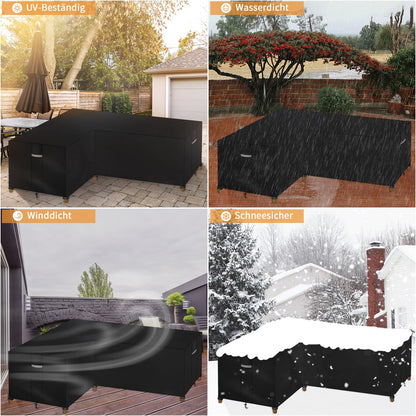 Dokon Gartenmöbel Abdeckung L-Form, wasserdicht, 210 x 260 x 85 cm