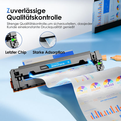 NOGIVY 203X 203A Toner 4er-Pack kompatibel für HP Color LaserJet Pro