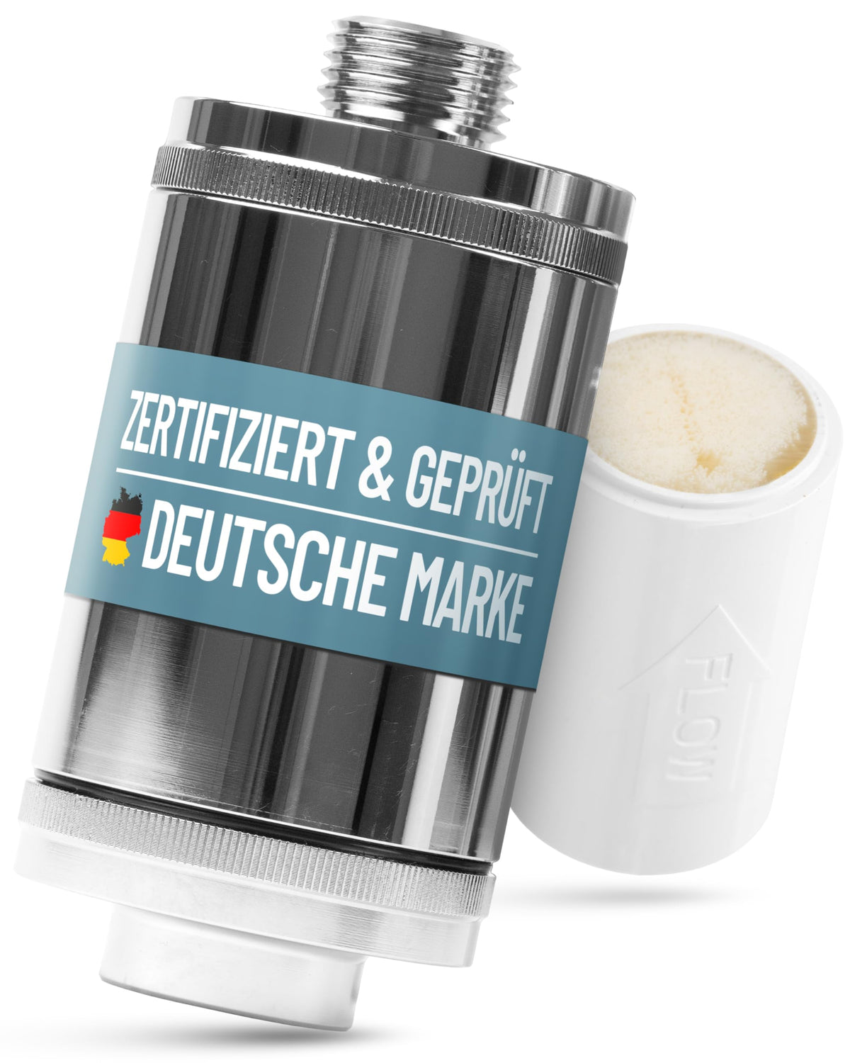 sanquell Legionellenfilter Dusche Badewanne Longlife - Komplettset Chrom. Chromfarben. Filtert Legionellen im Dusch- & Badewasser.