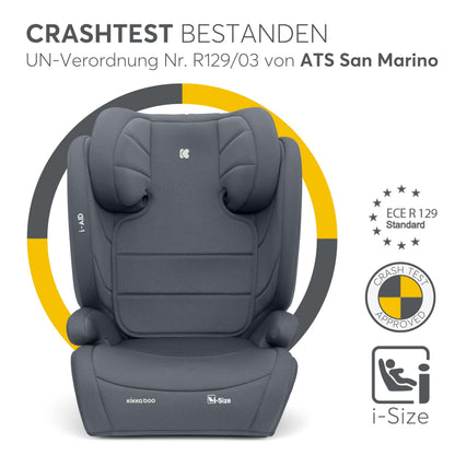 KikkaBoo i-AID Kindersitz 15-36 kg, Gruppe 2/3, i-Size, Grau