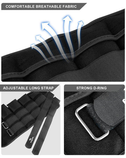 Fragraim Gewichtsmanschetten für Arme und Beine, verstellbar, Schwarz