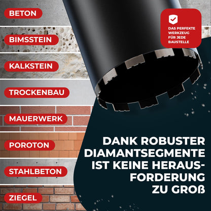 Fortura Diamantbohrkrone Ø63x400mm Kernbohrer für Beton, 1¼ Zoll