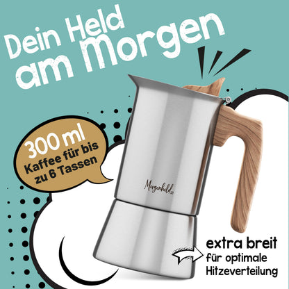 Morgenheld STYLE Espressokocher Edelstahl 6 Tassen Induktion