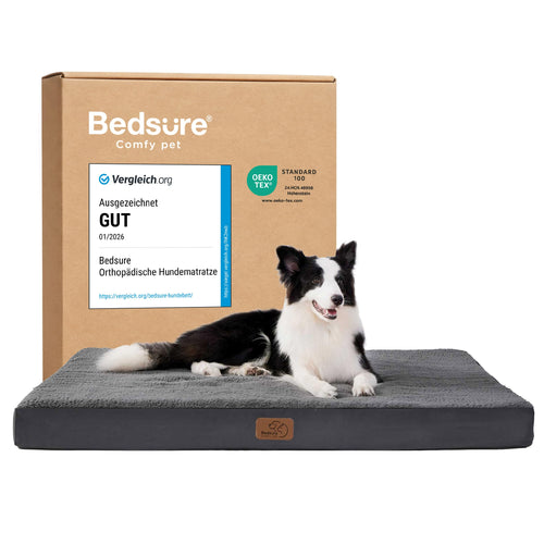 Bedsure orthopädisches Hundebett für grosse Hunde, dunkelgrau mit Sherpa-Bezug und Wellenstruktur