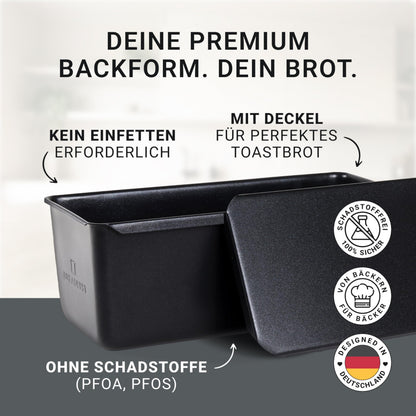 BREADLYST Brotbackform mit Deckel, Kastenform aus Kohlenstoffstahl