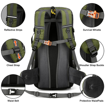 jianyana Wanderrucksack 50L Trekkingrucksack mit Regenhülle