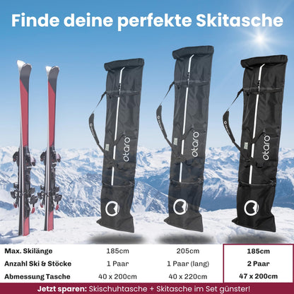 Otaro Skitasche für 2 Paar Ski und Skistöcke, längenverstellbar