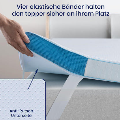 BedStory Gelschaum Matratzentopper 180x200 cm, 10 cm, H3 & H4