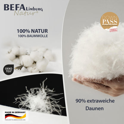 BEFA NATUR Daunendecke Ganzjahr 90% Daunen – 135x200 cm
