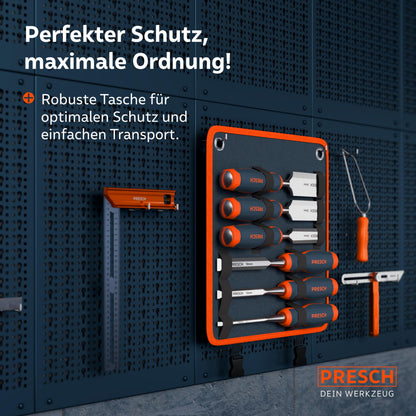PRESCH Stechbeitel Set für Holz 6-teilig mit Metallschlagkappe