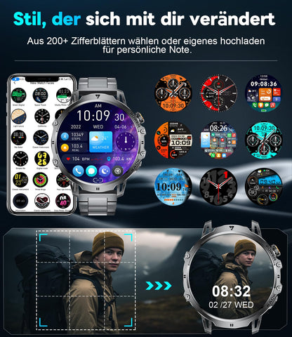 LIGE EF13-E Smartwatch Herren, 1000 mAh, 1,85-Zoll-HD-Display, IP68