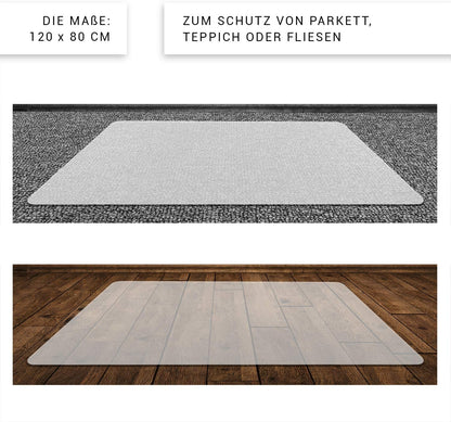 KLINOO Bodenschutzmatte Bürostuhl-Unterlage milchweiss 120 x 145 cm