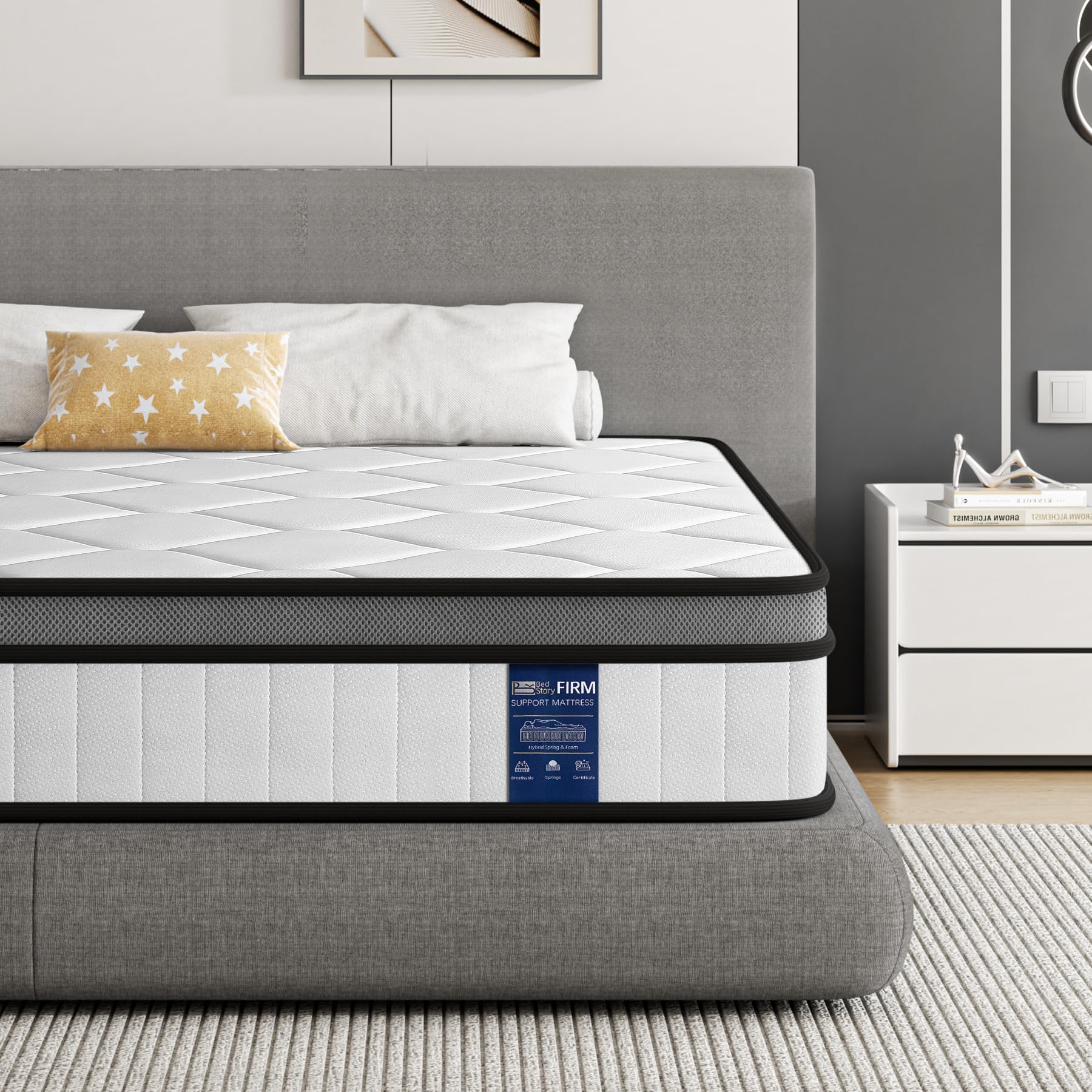 BedStory Taschenfederkernmatratze 120x200cm H3 Mittelfest. Rechteckig, gesteppte Oberfläche, bietet komfortablen Schlaf und Körperstützung.