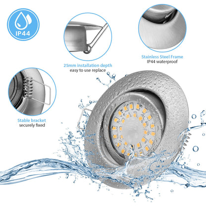 LED Einbauspot Flach Dimmbar Warmweiss IP44 Schwenkbar - 12er Set