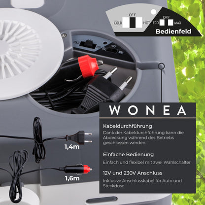 WONEA Thermoelektrische Kühlbox 32 Liter, 12V/230V, kühlt und wärmt