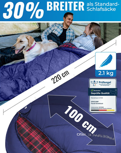 KingCamp Schlafsack 4 Jahreszeiten Deckenschlafsack Übergrösse - Blau