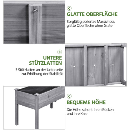 Yaheetech Hochbeet Pflanzkasten aus Holz, grau, 120,5 × 59 × 76 cm