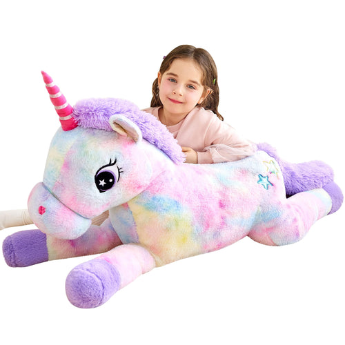 IKASA Einhorn Jumbo Plüschtier. Großes, 110cm hohes Stofftier in Einhornform zum Spielen und Kuscheln.