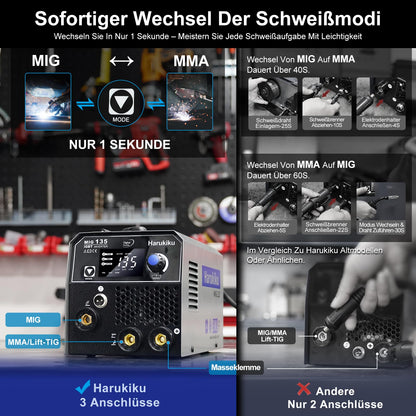 Harukiku MIG-135S Fülldraht-Schweissgerät 3-in-1 MIG/MMA/Lift-WIG
