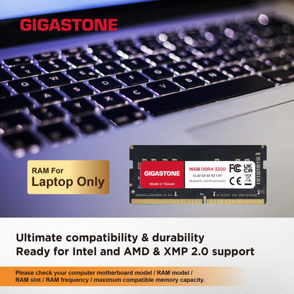 Gigastone 32GB Kit (2x16GB) DDR4-3200 CL22 SODIMM Arbeitsspeicher