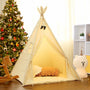 LIONHERZ® Tipi Zelt Kinder Stabil – Baumwolle Cremeweiss. Kegelförmiges, cremeweisses Baumwollzelt für Kinder zum Spielen.