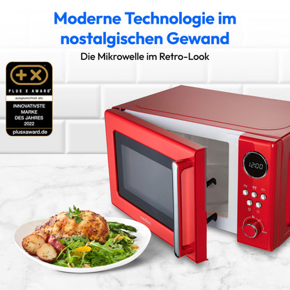 MEDION Retro Kompakt-Mikrowelle MD15000 – 20 Liter Rot