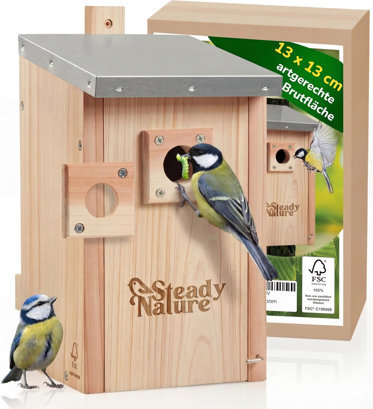 Steady Nature Meisennistkasten aus FSC-Holz, 28/32 mm Einfluglöcher