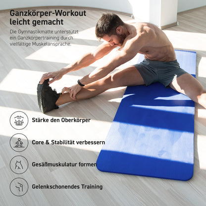 MSPORTS Gymnastikmatte Premium NBR 190 x 100 x 1,5 cm Königsblau