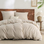 BEDSURE Bettwäsche-Set 135x200 cm Baumwolle 4teilig Beige – Bettbezüge und Kissenbezüge mit dezenter Zweiton-Optik