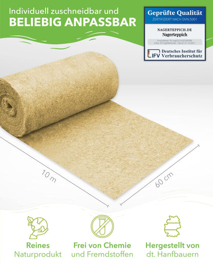Nagerteppich.de Hanf-Nagerteppich, 10 m x 60 cm, 5 mm stark