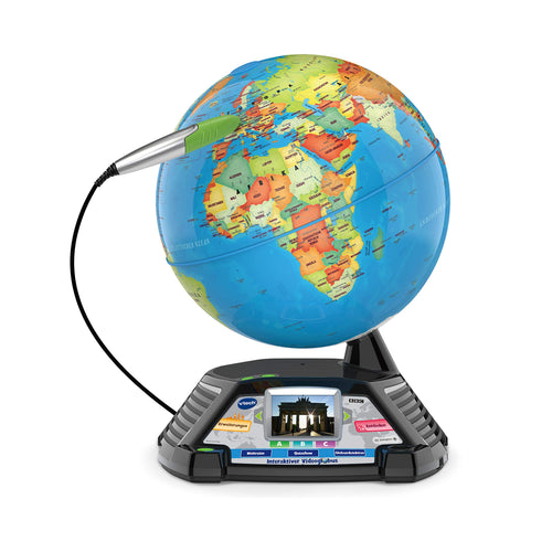 VTech Interaktiver Videoglobus – Digitale Lern-Weltkugel Deutsch. Digitaler Globus mit Display zur interaktiven Videoprojektion & Weltentdeckung.