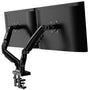 Invision MX400 Dual Monitor Schreibtischklemme – 19-32 Zoll. Schwarzer Schwenkarm. Klemmt am Schreibtisch für zwei Monitore.